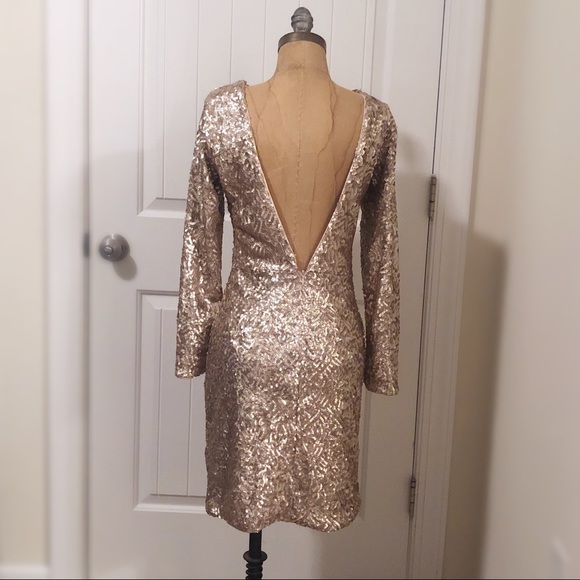 h&m gold dress long sleeve Women's Black Patterned Maxi Dress